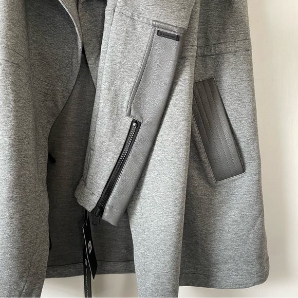 ✨NWT✨ BLANC NOIR Traveler Hooded Wrap Jacket in Heather Grey Black Sz Small - Picture 13 of 16